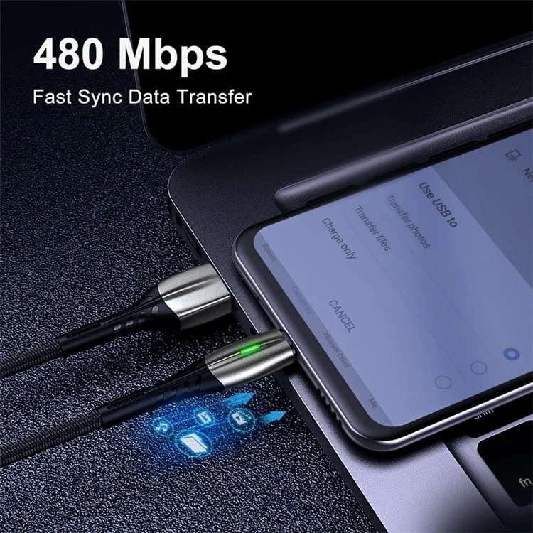 2m For Huawei USB C Devices 5A Fast Charging USB to Type-C Nylon Braided Charge Cable 480Mbps Data Transmission Wire