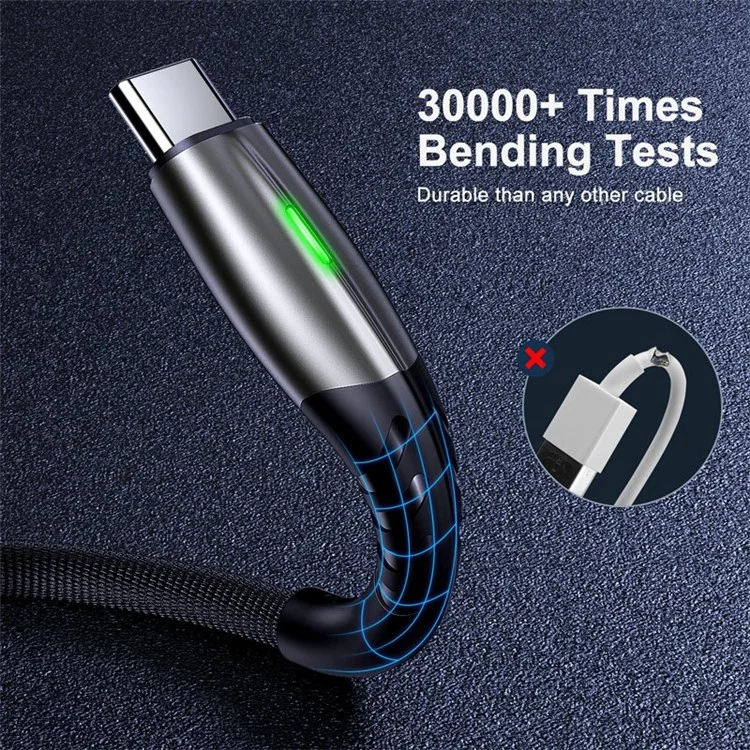 2m For Huawei USB C Devices 5A Fast Charging USB to Type-C Nylon Braided Charge Cable 480Mbps Data Transmission Wire