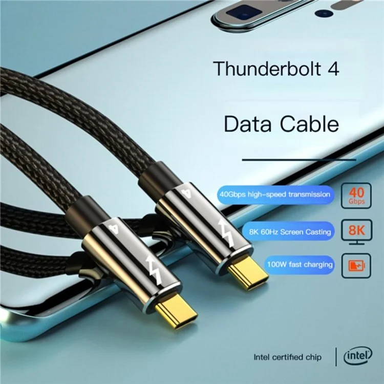 0,5 m Für Telefon / Tablette / Laptop Thunderbolt 4 USB 4 Typ-c-kabel 40gbit / s 8K@60Hz PD 100W Schnelles Ladedatenkabel