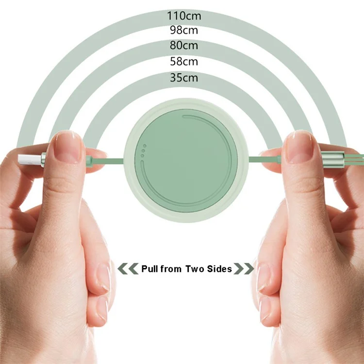3 in 1 Type-C / Lightning / Micro USB Retractable Data Cable 66W Fast Charging Cord - Lila