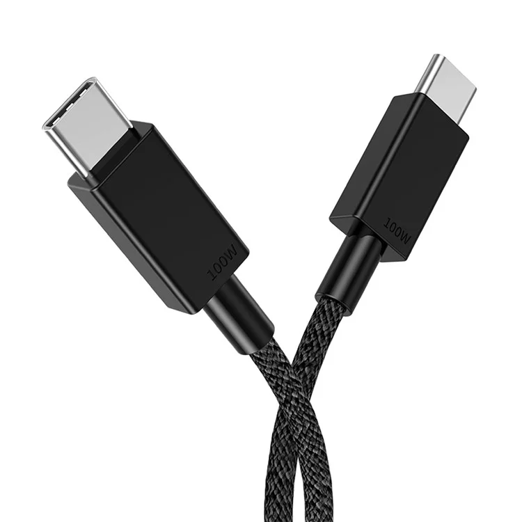 PD 2m PD 100W Cable Cella Cella Cella a Cavo Alta Vied Pelle Pattruttura Perchità USB C Cordo di Carica - Nero