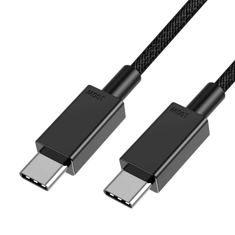 PD 2m PD 100W Cable Cella Cella Cella a Cavo Alta Vied Pelle Pattruttura Perchità USB C Cordo di Carica - Nero