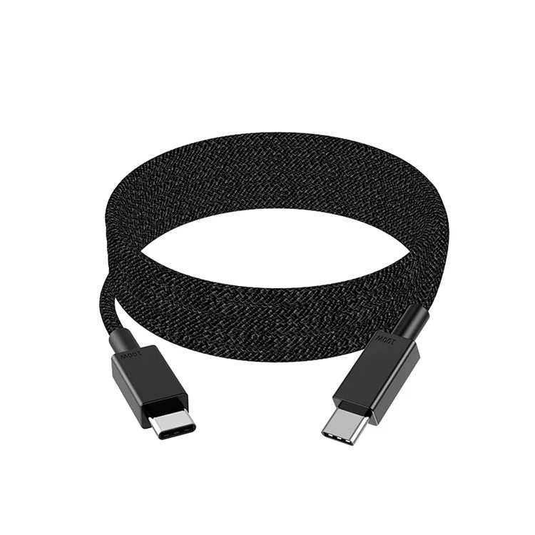 PD 2m PD 100W Cable Cella Cella Cella a Cavo Alta Vied Pelle Pattruttura Perchità USB C Cordo di Carica - Nero