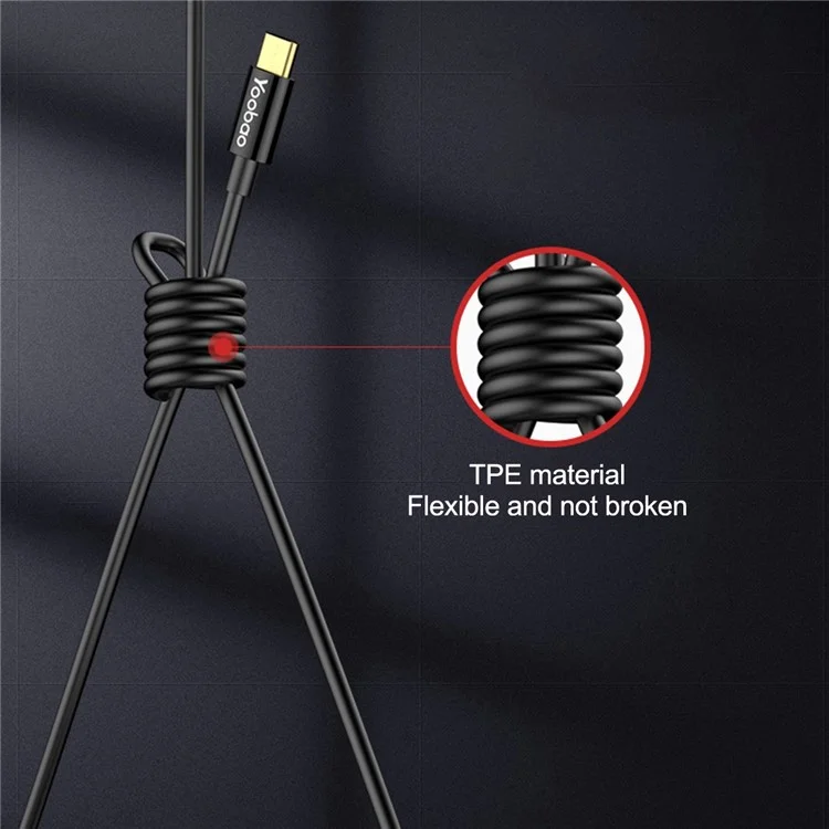 YOOBAO V16 0,3 m TPE Shell USB a Tipo C Cavo di ricarica veloce Trasmissione dati Corda