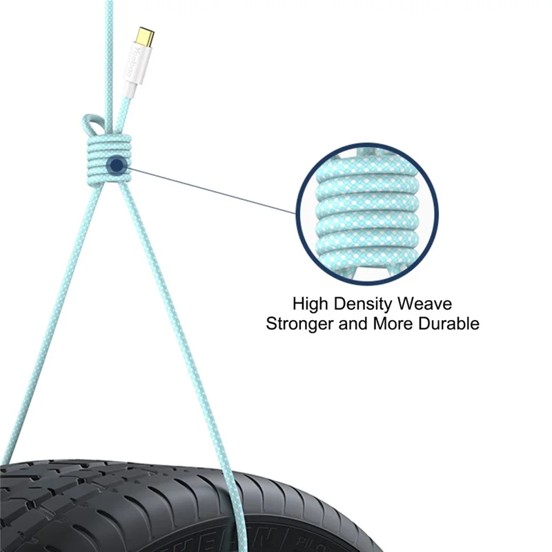 YOOBAO V3 for iPhone 15 Series 1.2m USB to Type-C Cable Nylon Braided 5A Fast Charging Data Transmission Cord - Black