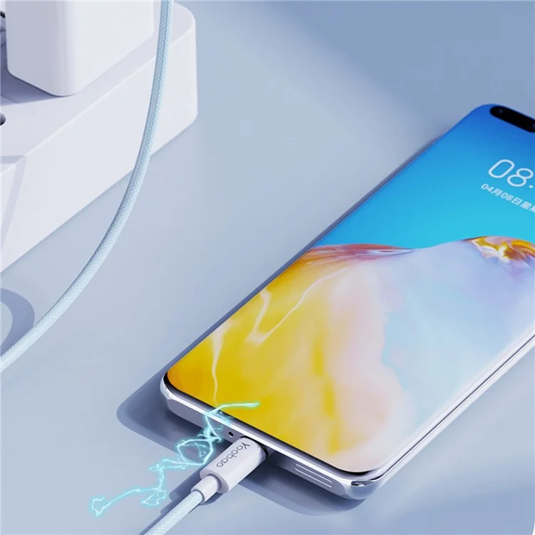 YOOBAO V3 for iPhone 15 Series 2m Dual Type-C Plug Charging Cord Nylon Braided 66W Fast Charging Data Transfer Cable - Blue