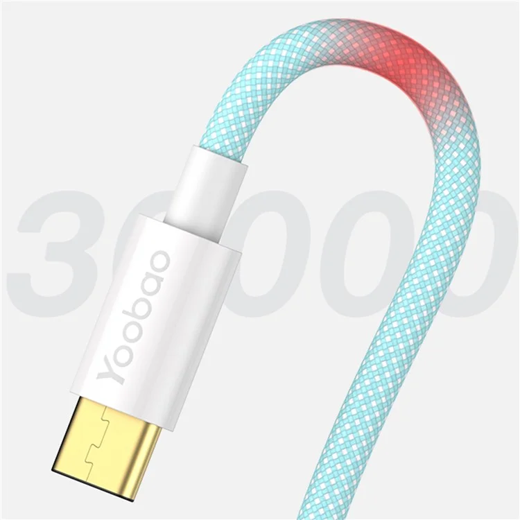YOOBAO V3 for iPhone 15 Series 2m Dual Type-C Plug Charging Cord Nylon Braided 66W Fast Charging Data Transfer Cable - Blue