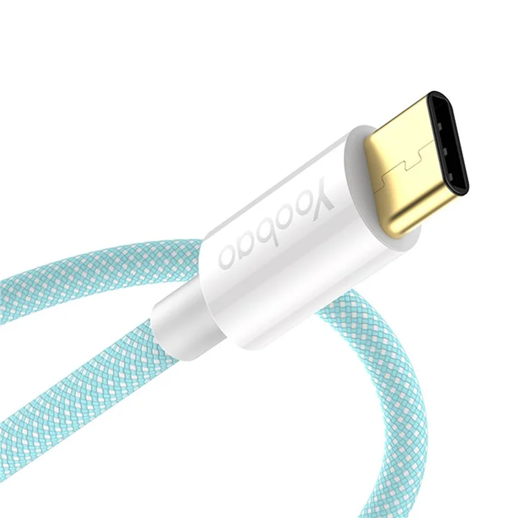 YOOBAO V3 for iPhone 15 Series 2m Dual Type-C Plug Charging Cord Nylon Braided 66W Fast Charging Data Transfer Cable - Blue