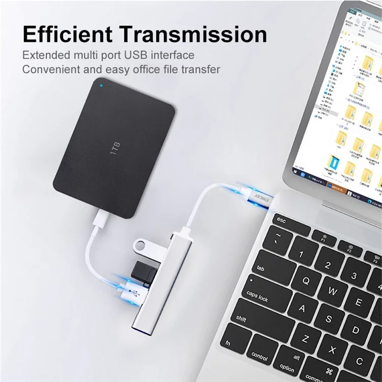 ENKAY HAT PRINCE ENK-AT114 Adaptador Hub Multi-Porta 4 em 1 USB3.0 Extensor Estação de Acoplamento Type-C com USB3.0 + 3 USB2.0