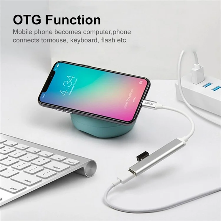 ENKAY HAT PRINCE ENK-AT114 Adaptador Hub Multi-Porta 4 em 1 USB3.0 Extensor Estação de Acoplamento Type-C com USB3.0 + 3 USB2.0