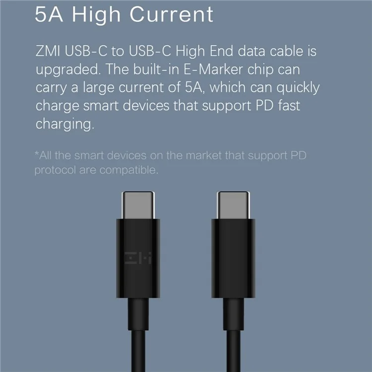 ZMI AL308E for iPhone 15 Series 1.5m Data Cable Type-C to Type-C 5A / 100W Fast Charging Wire, High-end Version - Black