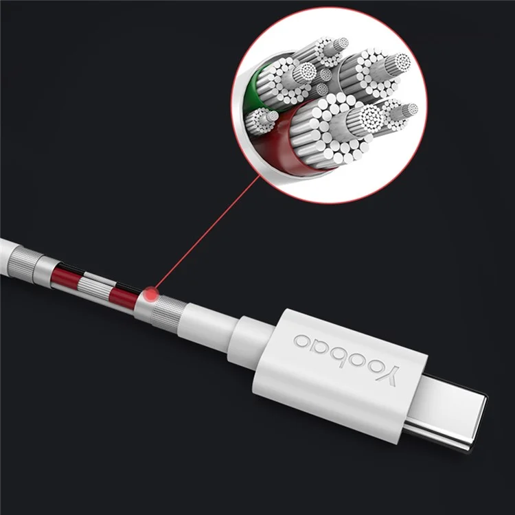 YOOBAO YB-401C per iPhone Serie 15 1,2 m 5A Alta corrente Cavo di ricarica rapida Dati USB-A a Type-C Filo rotondo TPE