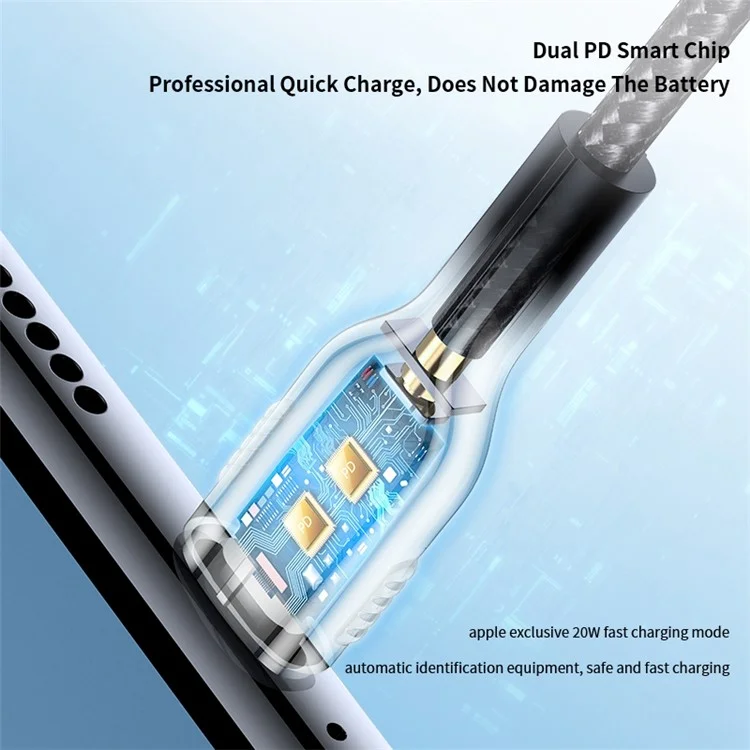 XUNDD for iPhone 15 Series 1m Type-C to Type-C PD 20W Charger Cord for Samsung Xiaomi Huawei Braided Data Cable - Black