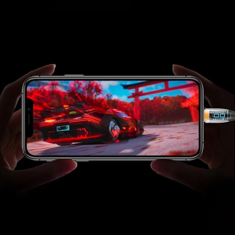 2m Clear Design USB to Type C Charging Cord 100W Fast Charge Nylon Braided 480Mbps Data Sync Cable - Blue