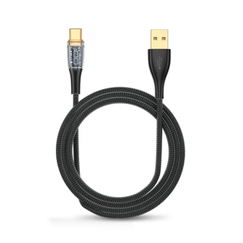 2m Clear Design USB to Type C Charging Cord 100W Fast Charge Nylon Braided 480Mbps Data Sync Cable - Blue