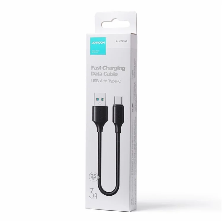 JOYROOM S-UC027A925 Cabo de Carregamento USB para Tipo C de 25cm 480Mbps Transferência de Dados Carregamento Rápido de 3A Powerbank Cabo de Alimentação - Preto