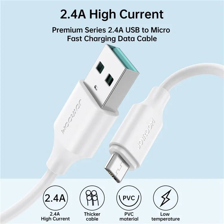 JOYROOM S-UM018A925 25cm Premium Series für Power Bank USB-A zu Micro 2.4A Schnellladefunktion+Datenübertragungskabel - Weiß