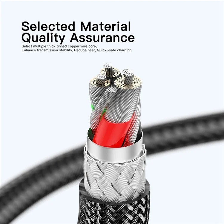 ESSAGER 1m Date Cable for iPhone, PD 29W Quick Charging Type-C to 6 Pin Transparent Charging Cord - Black