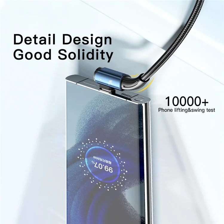 ESSAGER 1m Winkeldesign USB zu Typ-C 7A Schnellladekabel Geflochtenes Handy-Ladekabel Datentransfer-Kabel - Blau