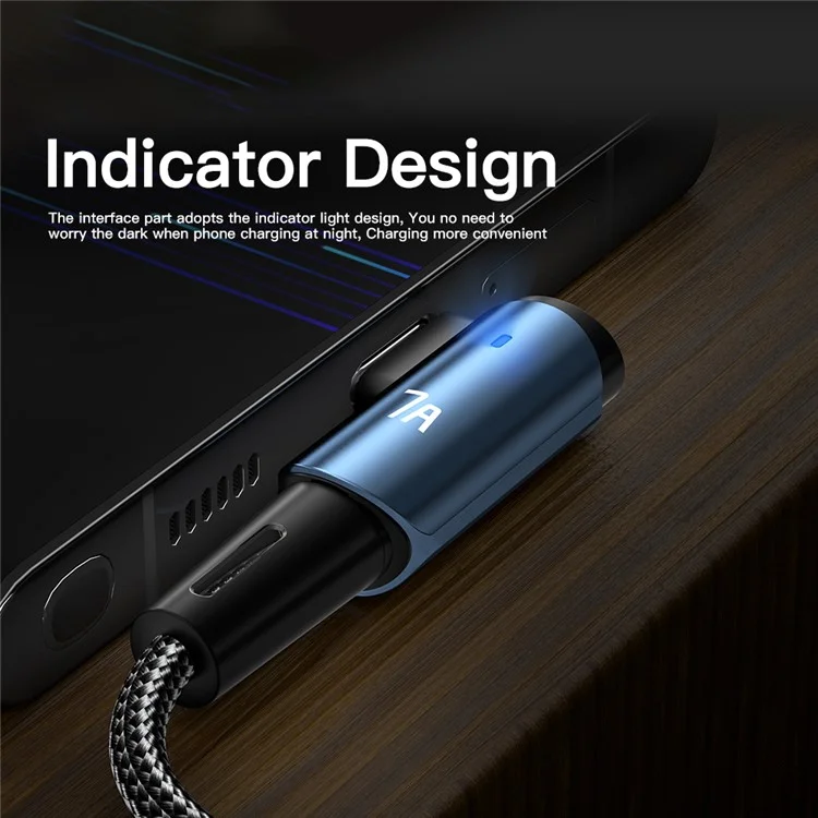 ESSAGER 3m Super Long USB to Type-C Charging Cord 7A Fast Charge Elbow Design Braided 480Mbps Data Transfer Cable