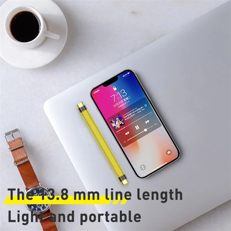 Для серии iPhone 15 PD 100 Вт Быстрое зарядное устройство 10 Гбит/с Type-C на Type-C FPC Мягкий кабель для передачи данных, длина кабеля: 13,8 см