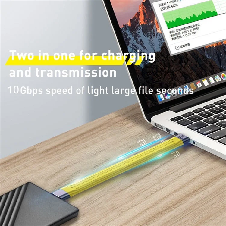 Câble de données souple FPC de charge rapide PD 100 W de type USB vers Type-C, longueur du câble : 13,8 cm