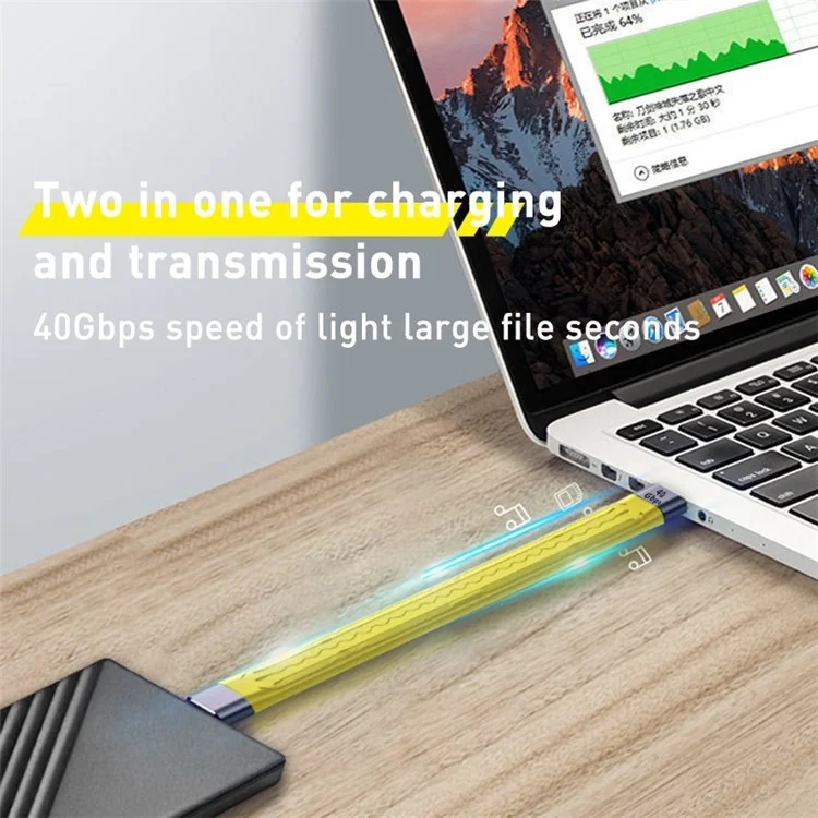 Für iPhone 15 Serie 40Gbps FPC Soft Data Cable Type-C auf Type-C PD 100W Schnellladekabel, Kabellänge: 13,8 cm