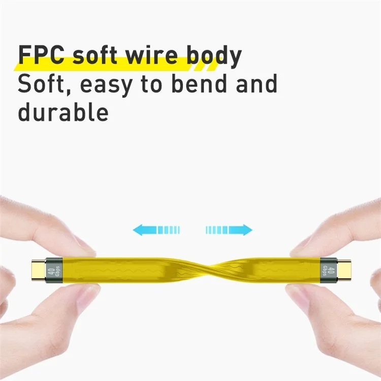 Für iPhone 15 Serie 40Gbps FPC Soft Data Cable Type-C auf Type-C PD 100W Schnellladekabel, Kabellänge: 13,8 cm
