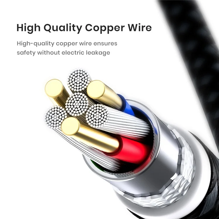 TOPK AC10 0,5m Type-c Câble de Données de Type c PD 100W Câble de Chargement Rapide Nylon Cordon de Chargement Rapide