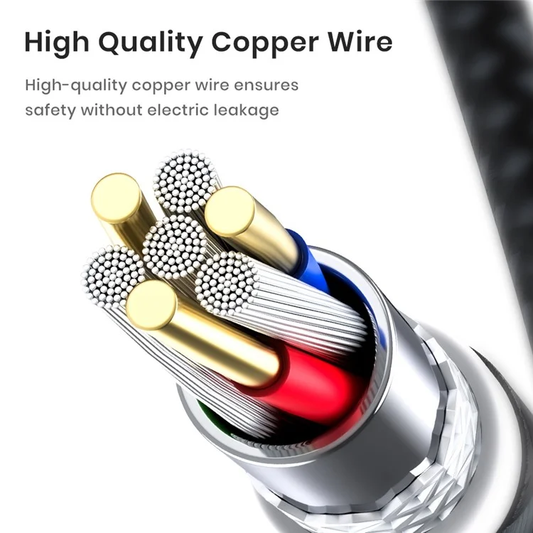 TOPK AN50 3A Câble de Charge Rapide Affichage Intelligent Affichage USB Vers le Cordon de Données Tressé en Nylon de Type c