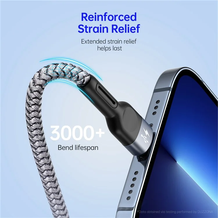 DUZZONA A3 3-In-1 3.5A Charging Nylon Braided USB Cable Data Transfer Wire for Android iOS (CE / FCC / UKCA / ROHS Certificate)