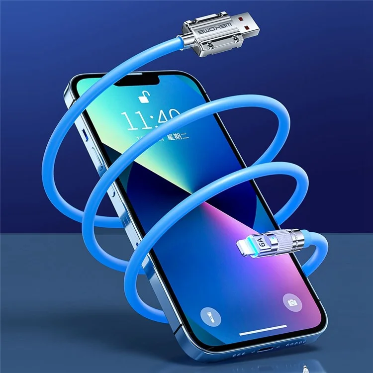 Кабель для зарядки WEKOME Wingle Series для iPhone 15 Series, 1м, Type-C to Type-C, 100W, сверхбыстрая зарядка, - Синий