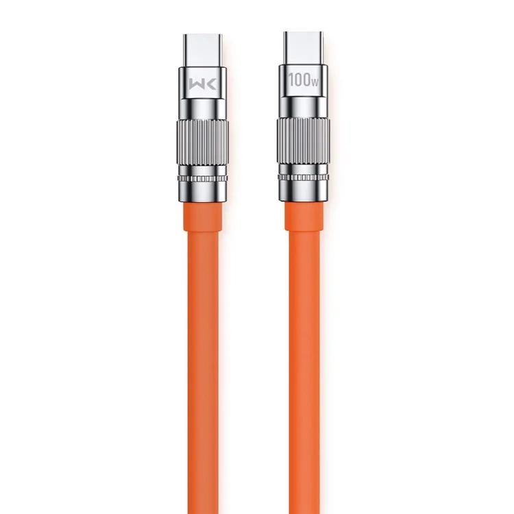 WEKOME Wingle Series for iPhone 15 Series 1m Type-C to Type-C 100W Super Fast Charging Cord Data Cable - Orange