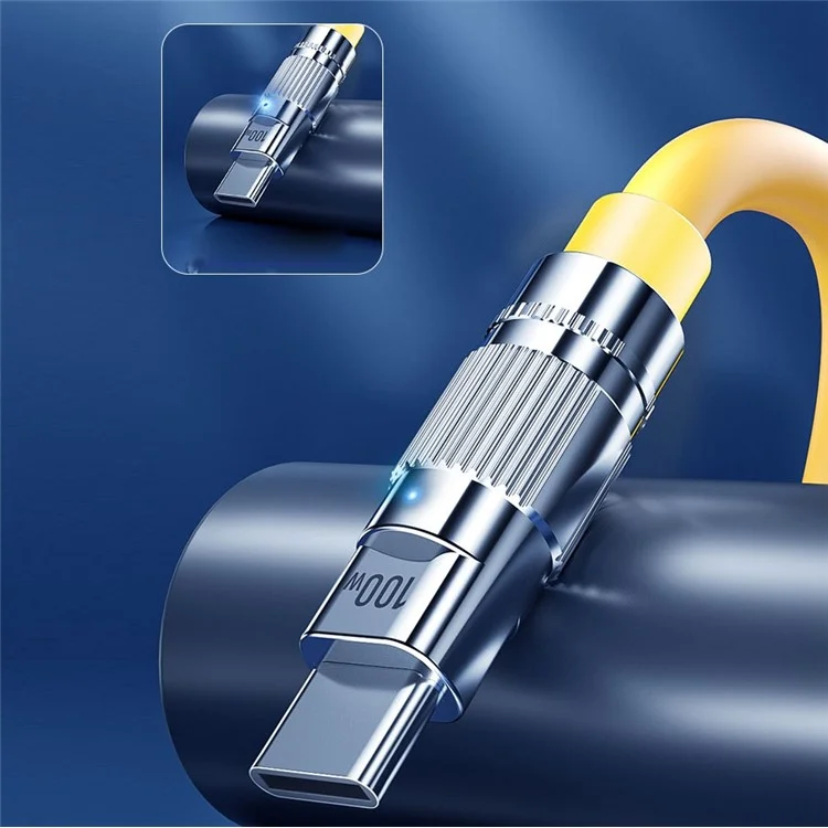 WEKOME Wingle Series for iPhone 15 Series 1m Type-C to Type-C 100W Super Fast Charging Cord Data Cable - Orange