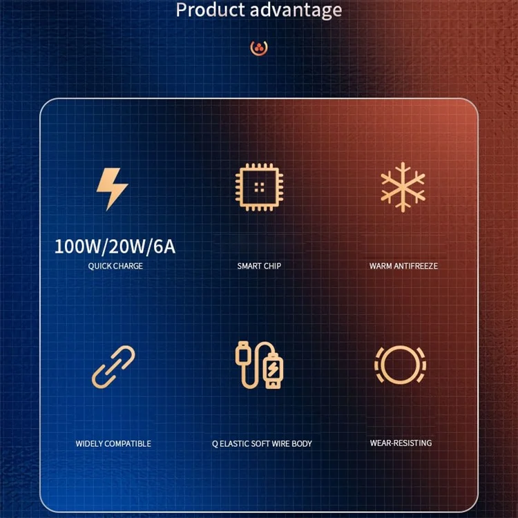 WEKOME Wingle Series for iPhone 15 Series 1m Type-C to Type-C 100W Super Fast Charging Cord Data Cable - Orange