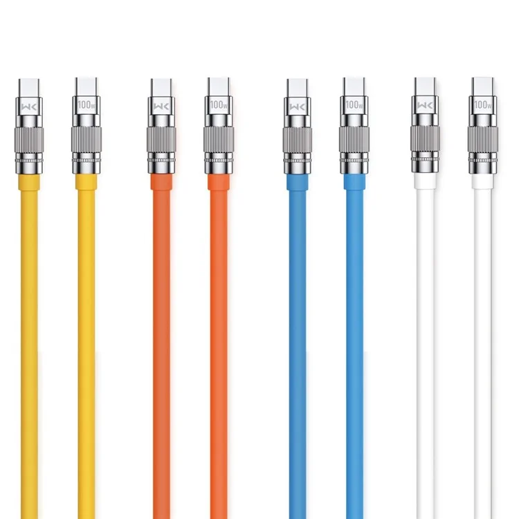 WEKOME Wingle Series for iPhone 15 Series 1m Type-C to Type-C 100W Super Fast Charging Cord Data Cable - Orange