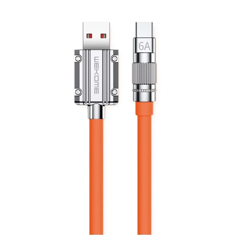 WEKOME Wingle Series 1m 6A USB to Type-C Super Fast Charging Cord Anti-freeze Data Cable - Orange