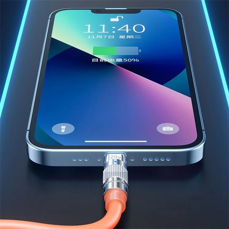 WEKOME Wingle Series 1m 6A USB to Type-C Super Fast Charging Cord Anti-freeze Data Cable - Orange