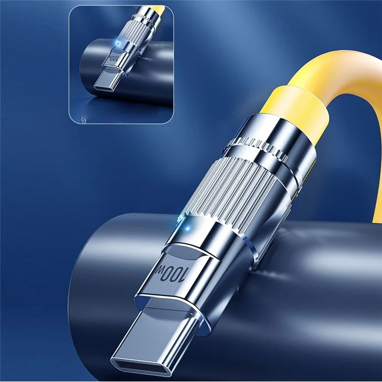 WEKOME Wingle Series 1m 6A USB to Type-C Super Fast Charging Cord Anti-freeze Data Cable - Orange