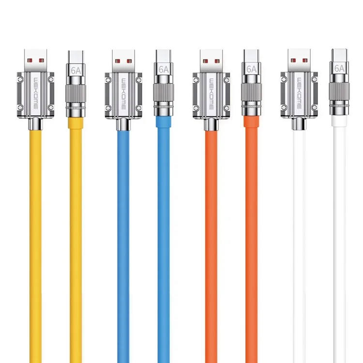 WEKOME Wingle Series 1m 6A USB to Type-C Super Fast Charging Cord Anti-freeze Data Cable - Orange