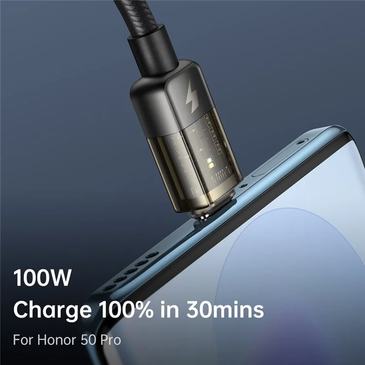 MCDODO CA-3150 MDD Câble de charge rapide transparent 6A 1,2 m en nylon tressé avec fonction d'arrêt automatique