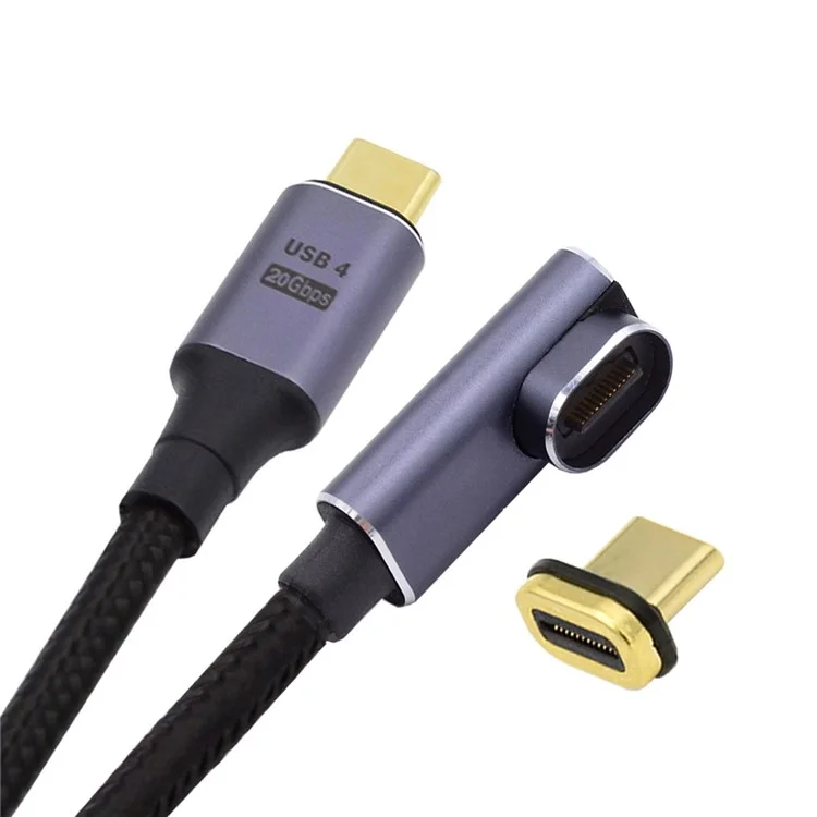 Connettore magnetico USB-C a 90 gradi UC-034-LP Cavo USB4 da 20 Gbps 100 W per ricarica e video 8K / 5K