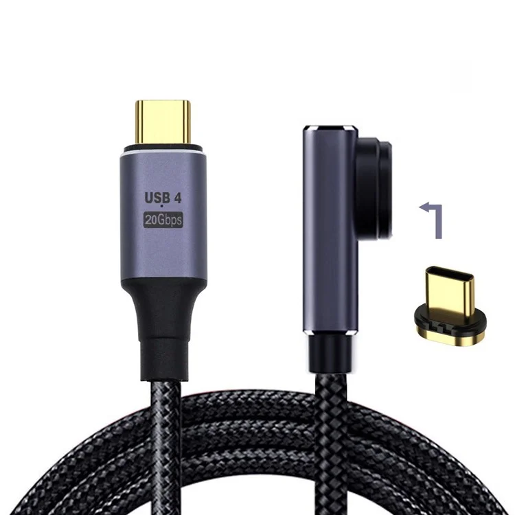 Connettore magnetico USB-C a 90 gradi UC-034-LP Cavo USB4 da 20 Gbps 100 W per ricarica e video 8K / 5K