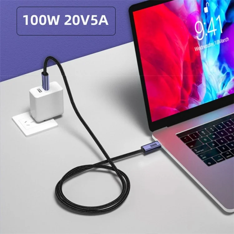 Connettore magnetico USB-C a 90 gradi UC-034-LP Cavo USB4 da 20 Gbps 100 W per ricarica e video 8K / 5K