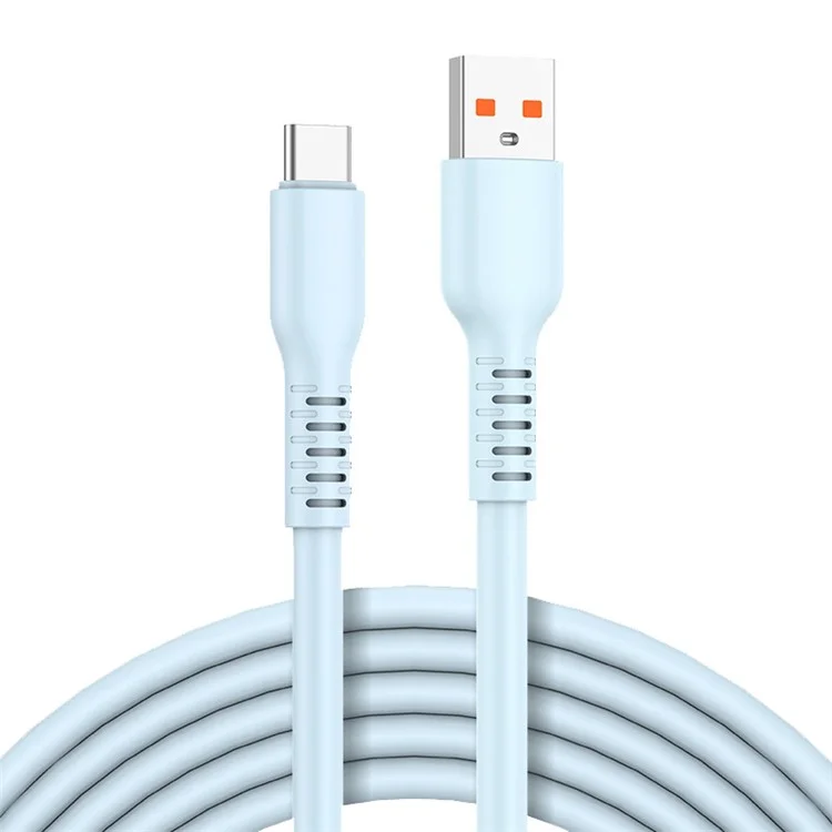 ENKAY 2m Candy Color Silicone Data Cable USB to Type-C 6A High Current Fast Charging Cord - Blue