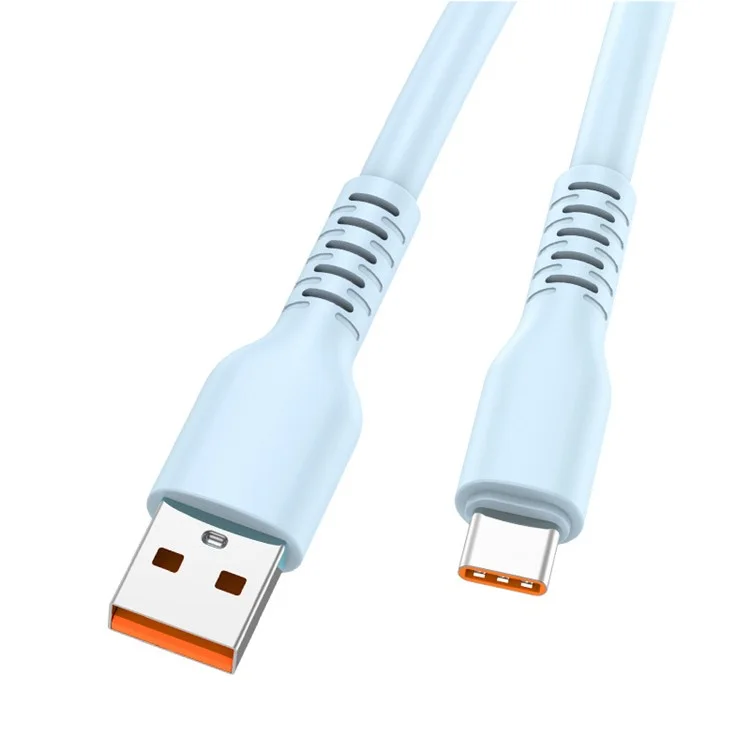 ENKAY 2m Candy Color Silicone Data Cable USB to Type-C 6A High Current Fast Charging Cord - Blue