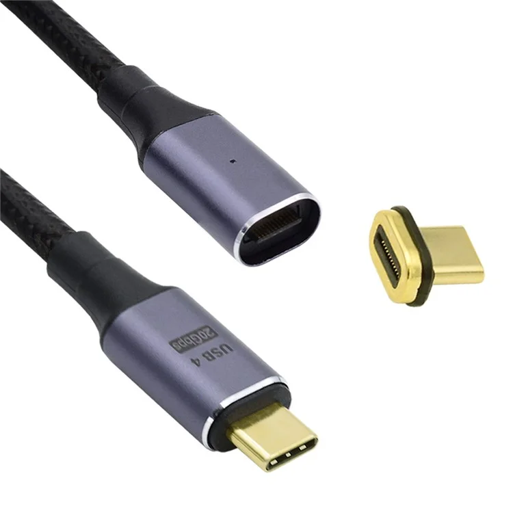 UC-034-BK Conector Magnético USB4 Macho para Macho Cabo USB-C 20Gbps 100W Cabo de Carregamento 8K / 5K Cabo de Vídeo
