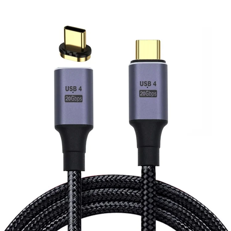UC-034-BK Conector Magnético USB4 Macho para Macho Cabo USB-C 20Gbps 100W Cabo de Carregamento 8K / 5K Cabo de Vídeo