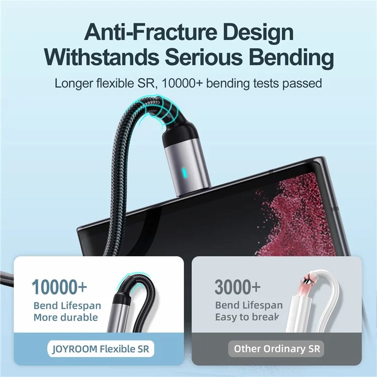 JOYROOM S-UM018A10 Feifan Series 2m Lengthened USB-A to Micro 2.4A Fast Charging Cord Braided Data Transfer Cable with Indicator Light - Black