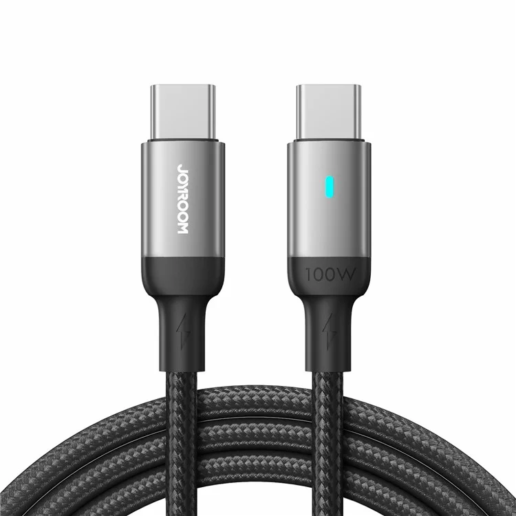 JOYROOM S-CC100A10 Feifan Series for iPhone 15 Series 1.2m 100W Type-C to Type-C Fast Charging Cord Braided 480Mbps Data Cable - Black